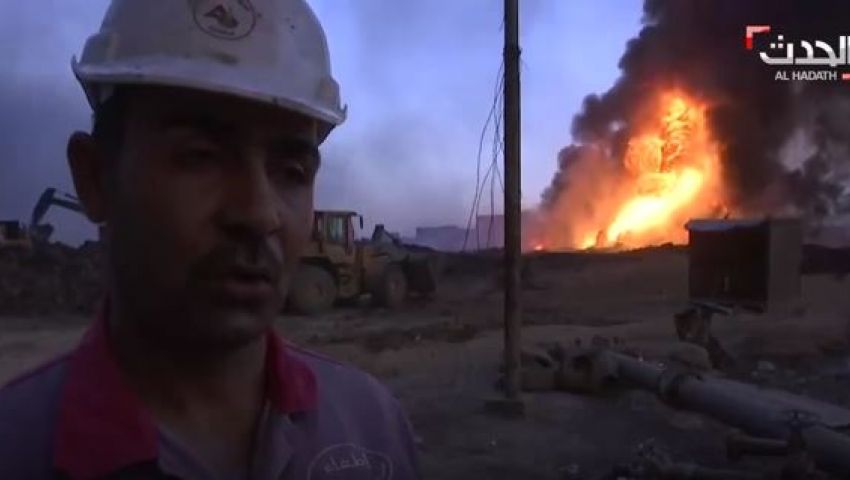 فيديو.. داعش تشعل الحرائق في آبار نفط القيارة قبل الخروج منها