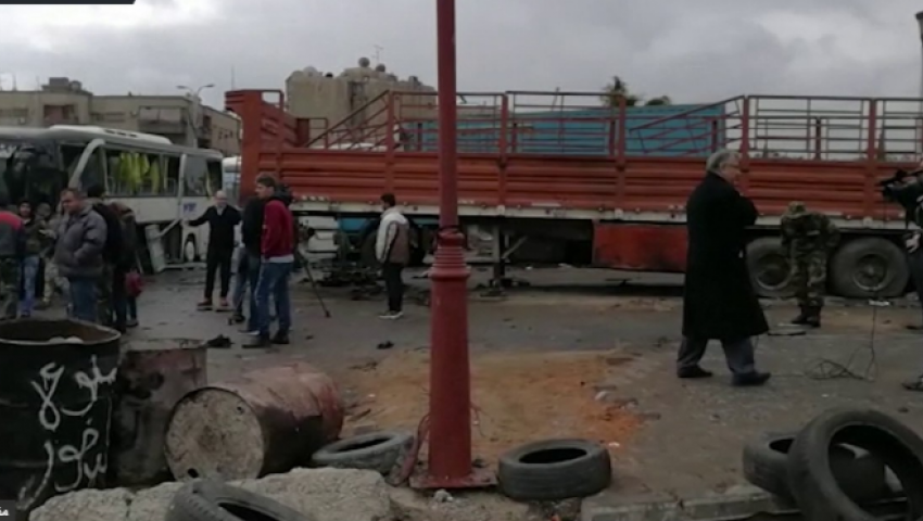 شاهد.. اللقطات الأولى لموقع تفجير دمشق
