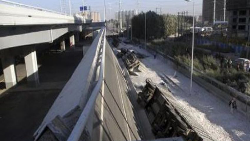 انهيار كوبري سرسنة بطريق الشهداء ـ شبين الكوم