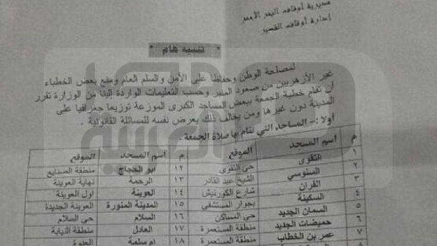 منع صلاة الجمعة بـ 14 مسجدًا